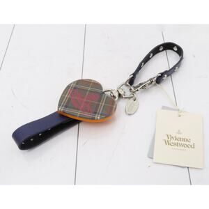 Vivienne Westwood Glove Holder Bag Charm | Plaid Heart & Leather Straps
